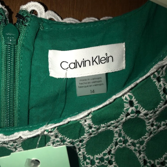 Women’s 14 CALVIN KLEIN Aria Cotton Eyelet St Patrick’s Swing Dance Dress NWT - Picture 10 of 16
